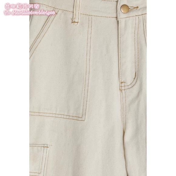 Oak fort 7664 cream crop cargo jean S - Picture 2 of 9